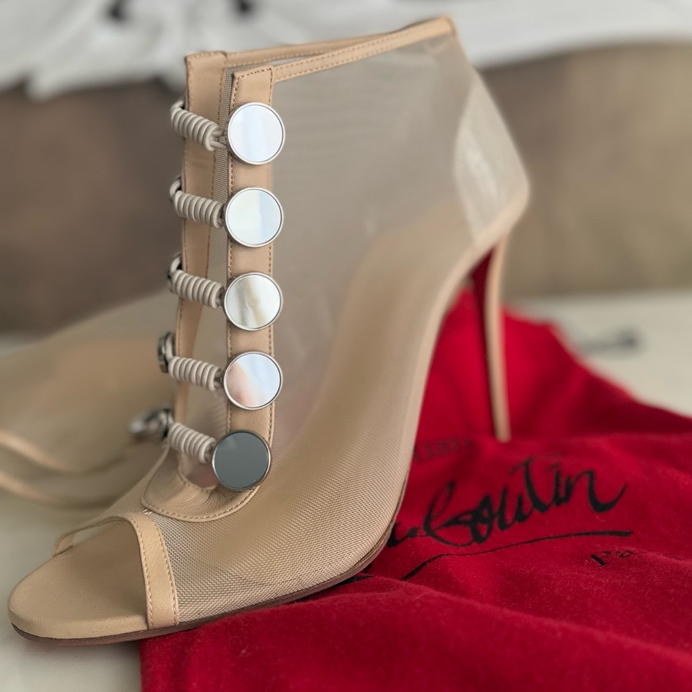 SOLD Christian Louboutin mesh booties stunning heels - Picture 1 of 13